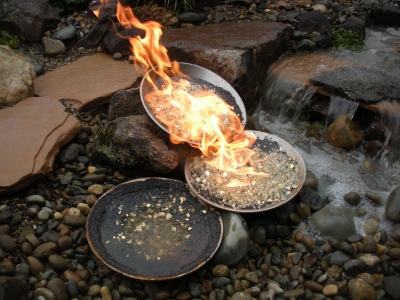 Custom metal bowls with fireglass